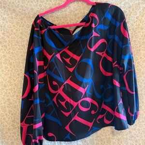 Stylish Black Top with Pink and Blue Lettering